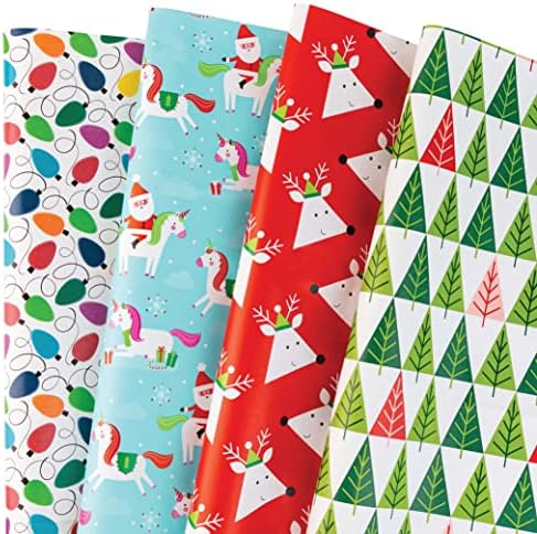 שזיף עיצובים גליונות נייר עטיפה שטוחים לחג המולד / חבילה בתפזורת / 8 עיצובים / 24 גיליונות| 20 אינץ 'על